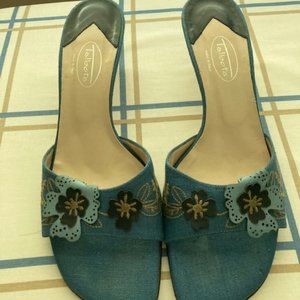 Talbots Blue Fabric Slide Sandals - 9N